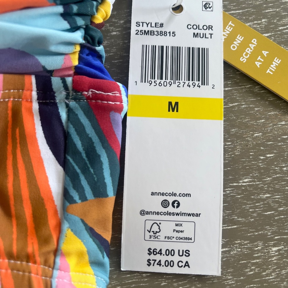 Anne Cole Women's Riviera Floral Shirred Waistband Bikini Swim Bottom Size M - Picture 5 of 6